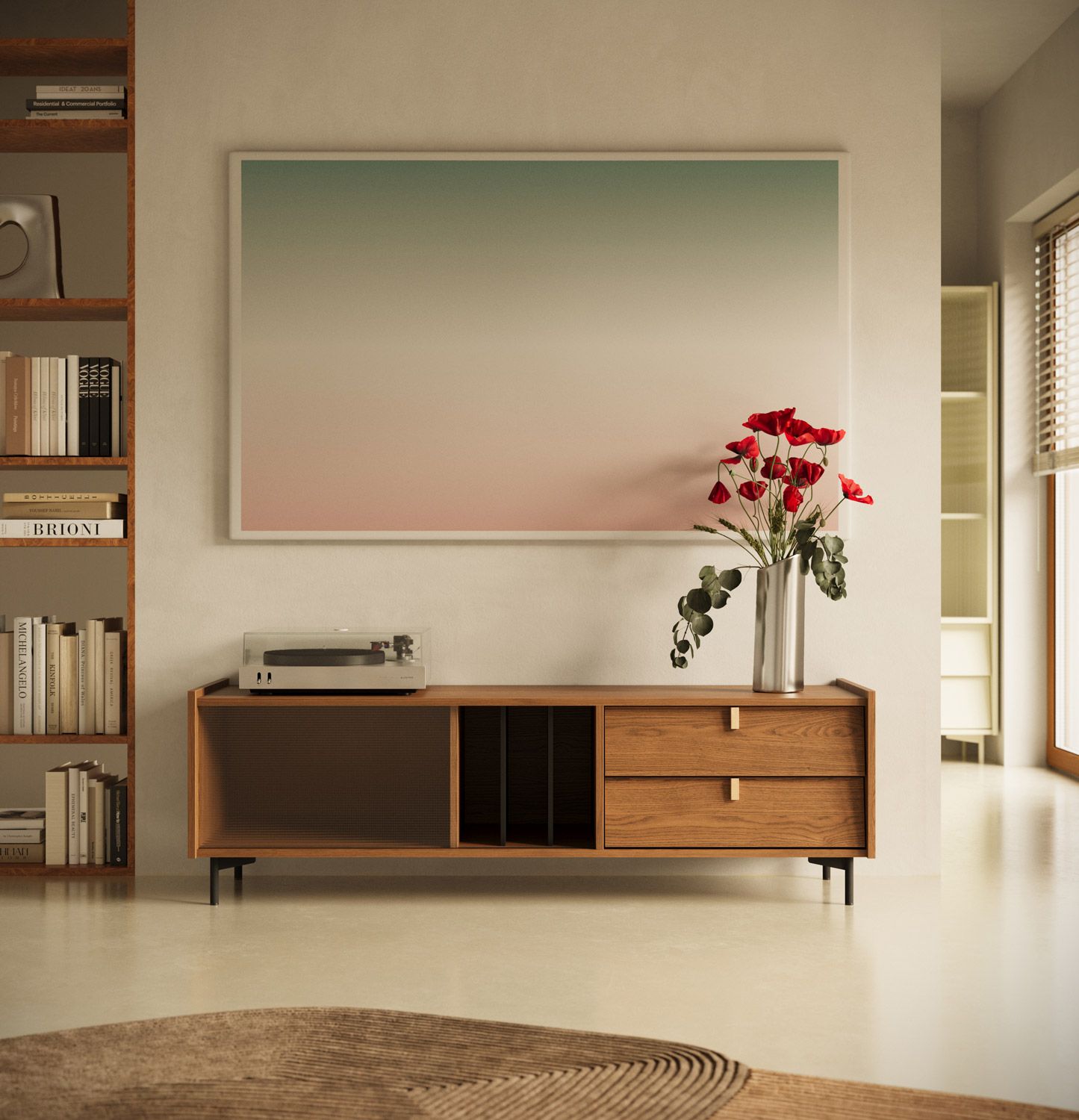 Armoire RTV SKRA SKR15
Couleur : Chêne rustique
Pied : noir
Poignée : Cale en chêne