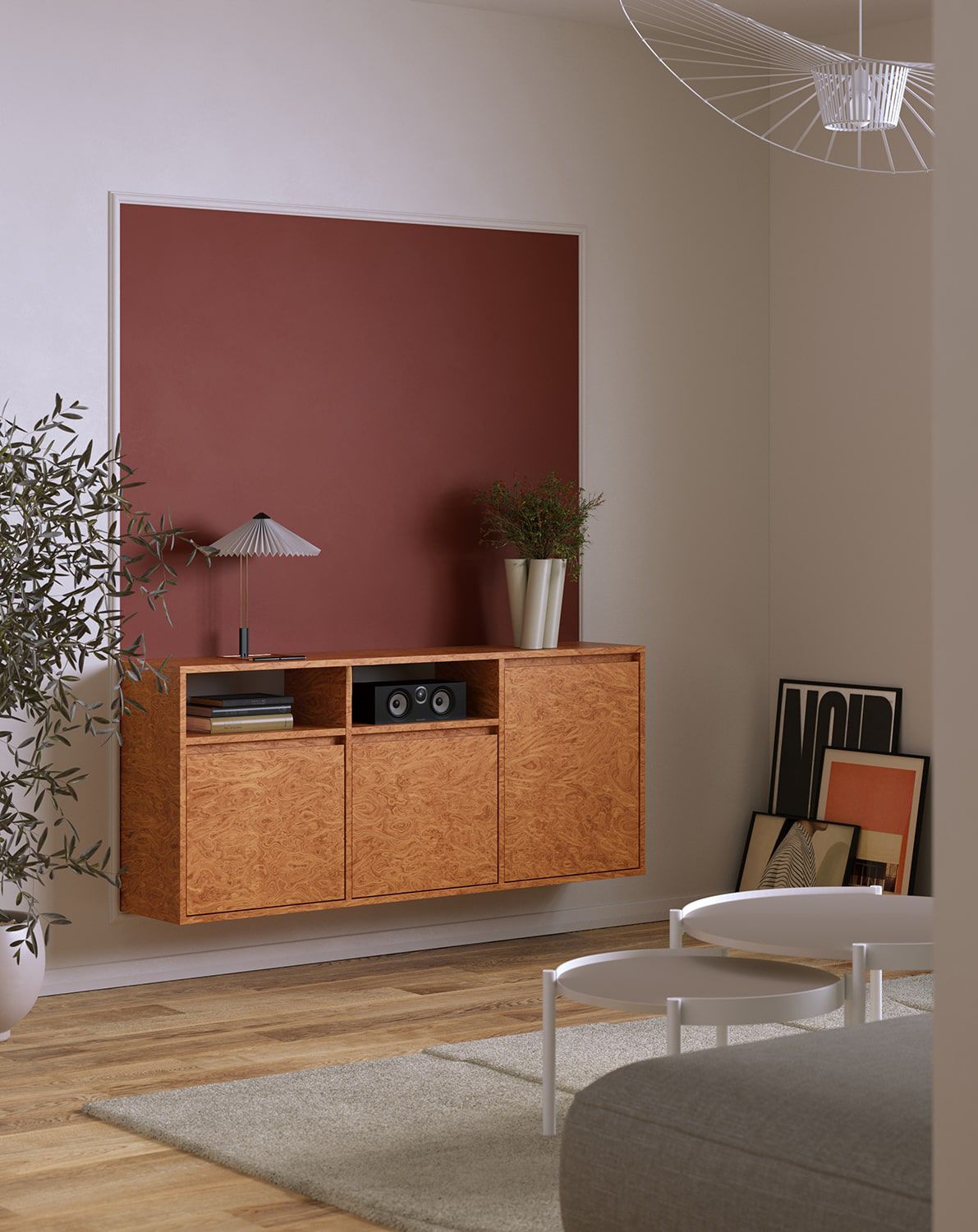 Armoire RTV murale UBBE WTV3
Couleur : Noyer Placage à damier Noyer Alpi
                            