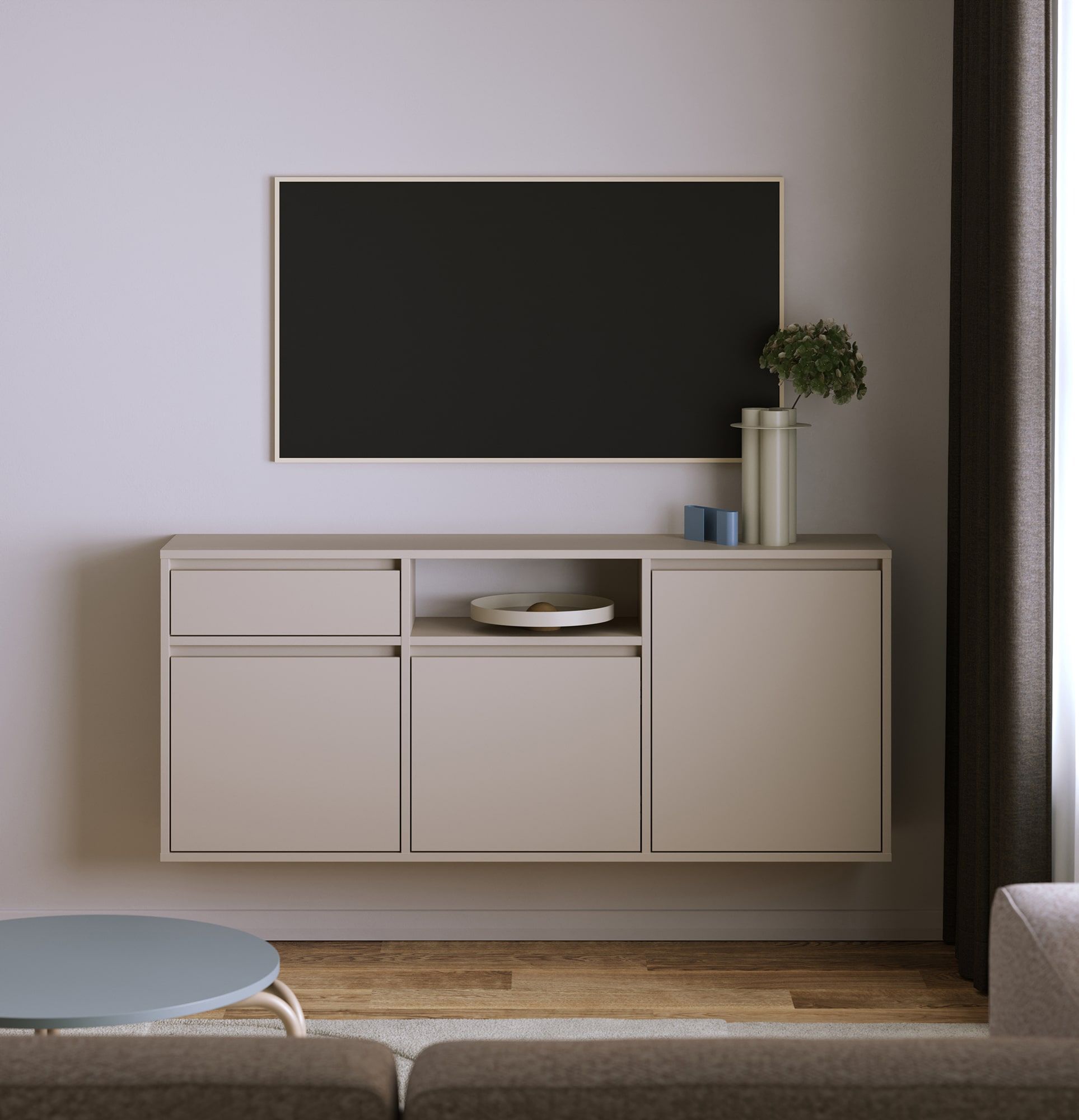 Armoire RTV murale UBBE WTV3S
Couleur : Beige Champagne
                            