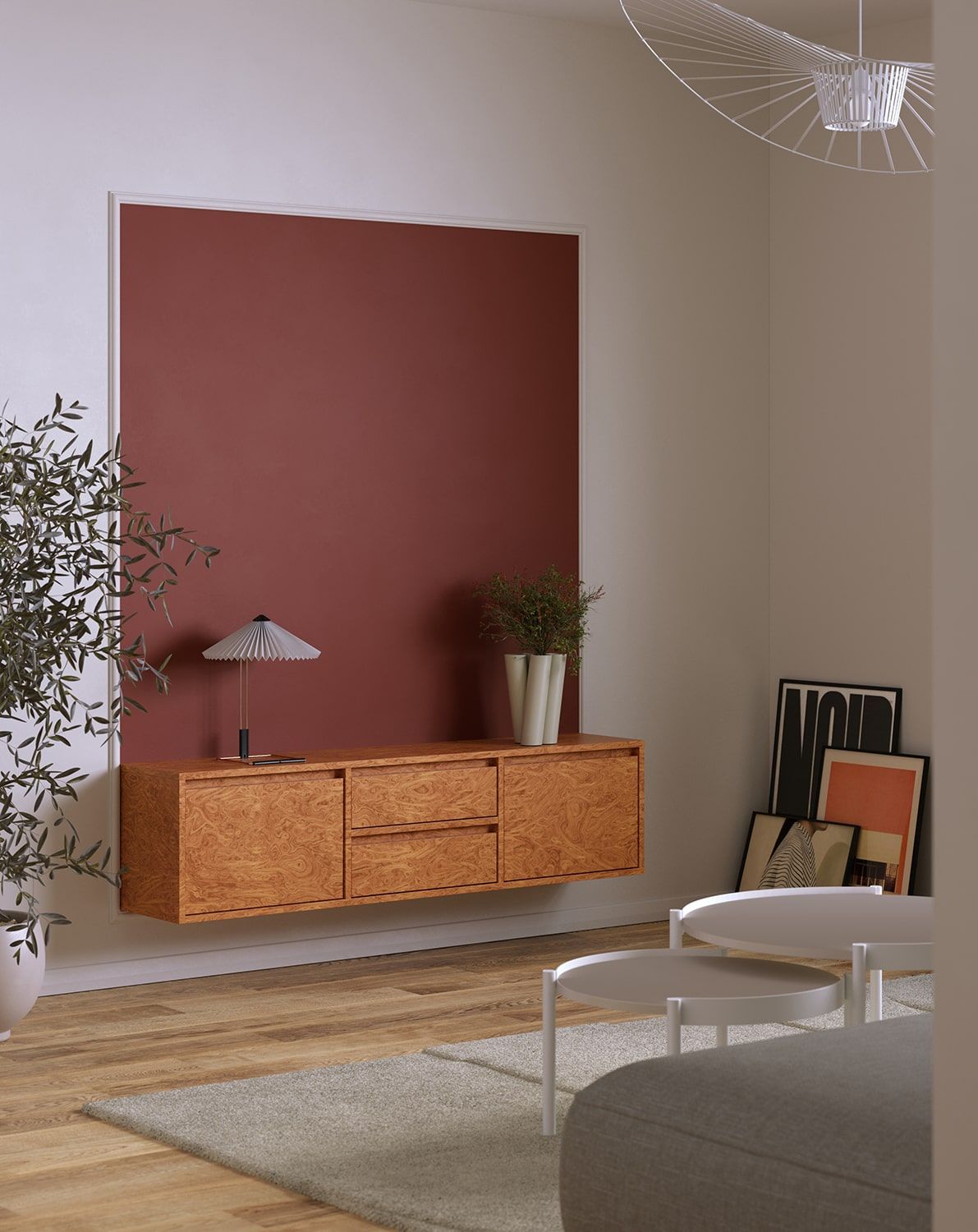 Armoire RTV murale UBBE WTV4S
Couleur : Noyer Placage à damier Noyer Alpi