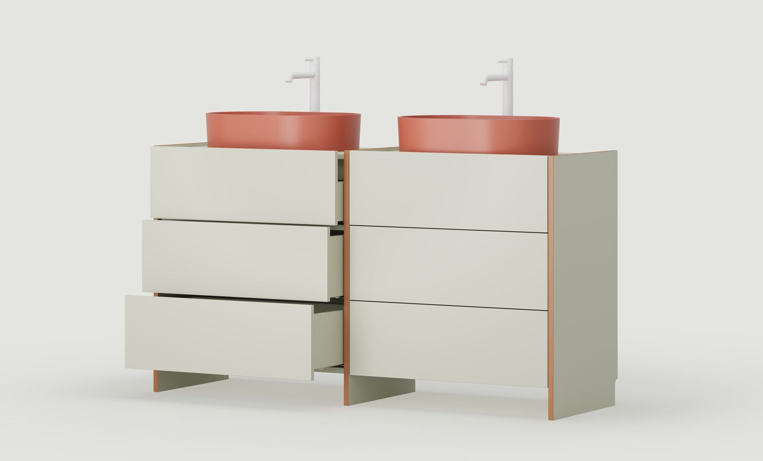 OMNIRES ASKA ASK29 meuble double vasque
Couleur : pistache laiteuse
Placage : Sahara Deep
                            