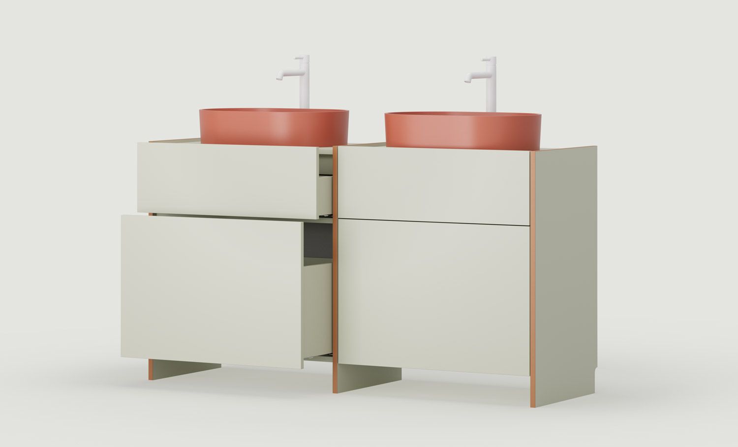 OMNIRES ASKA ASK30 meuble double vasque
Couleur : pistache laiteuse
Placage : Sahara Deep
                            
