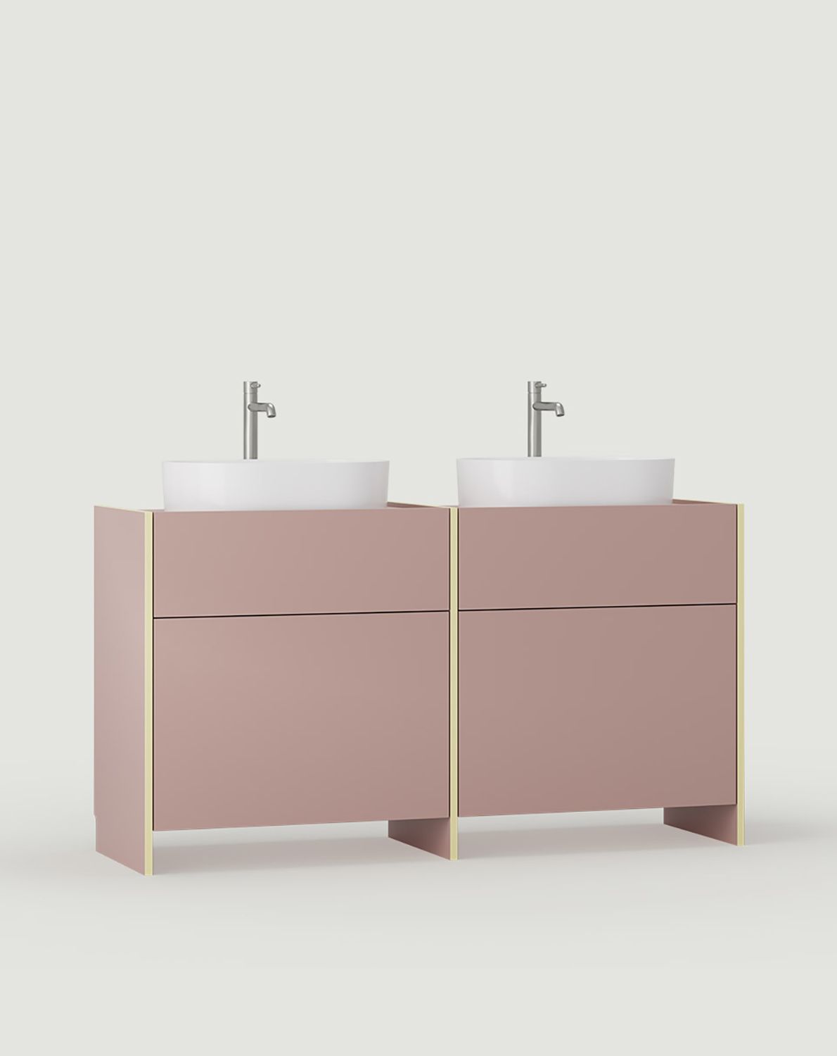 Meuble avec deux lavabos OMNIRES ASKA ASK30
Couleur : rose poudré
Placage : Rose citron