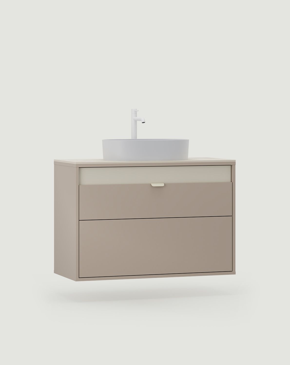 OMNIRES lavabo suspendu avec tiroirs LAYERS LAY63
Couleur : Cappuccino
Couleur de la façade : Milky Way
Poignée : LAYERS 110 Milky Way
Vasque : OVO M+ Blanc brillant OMNIRES
Robinet : Tall Y Blanc mat OMNIRES
Plan de travail : Diamond