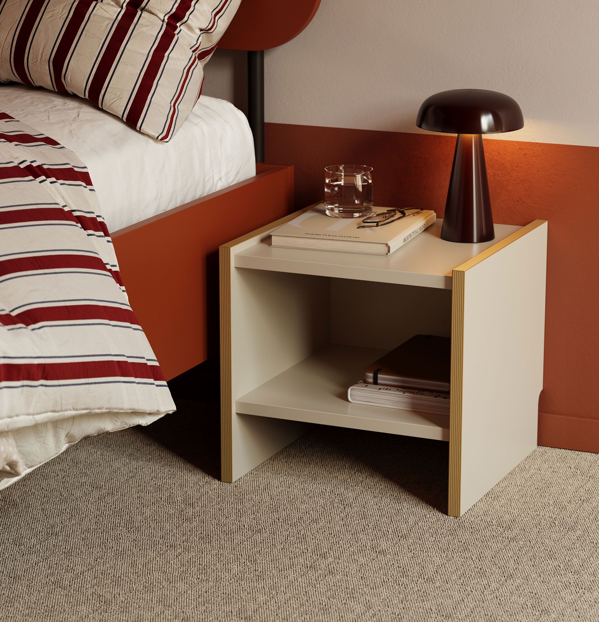 ASKA ASK02 table de chevet
Couleur : Beige Champagne
Placage : Contreplaqué