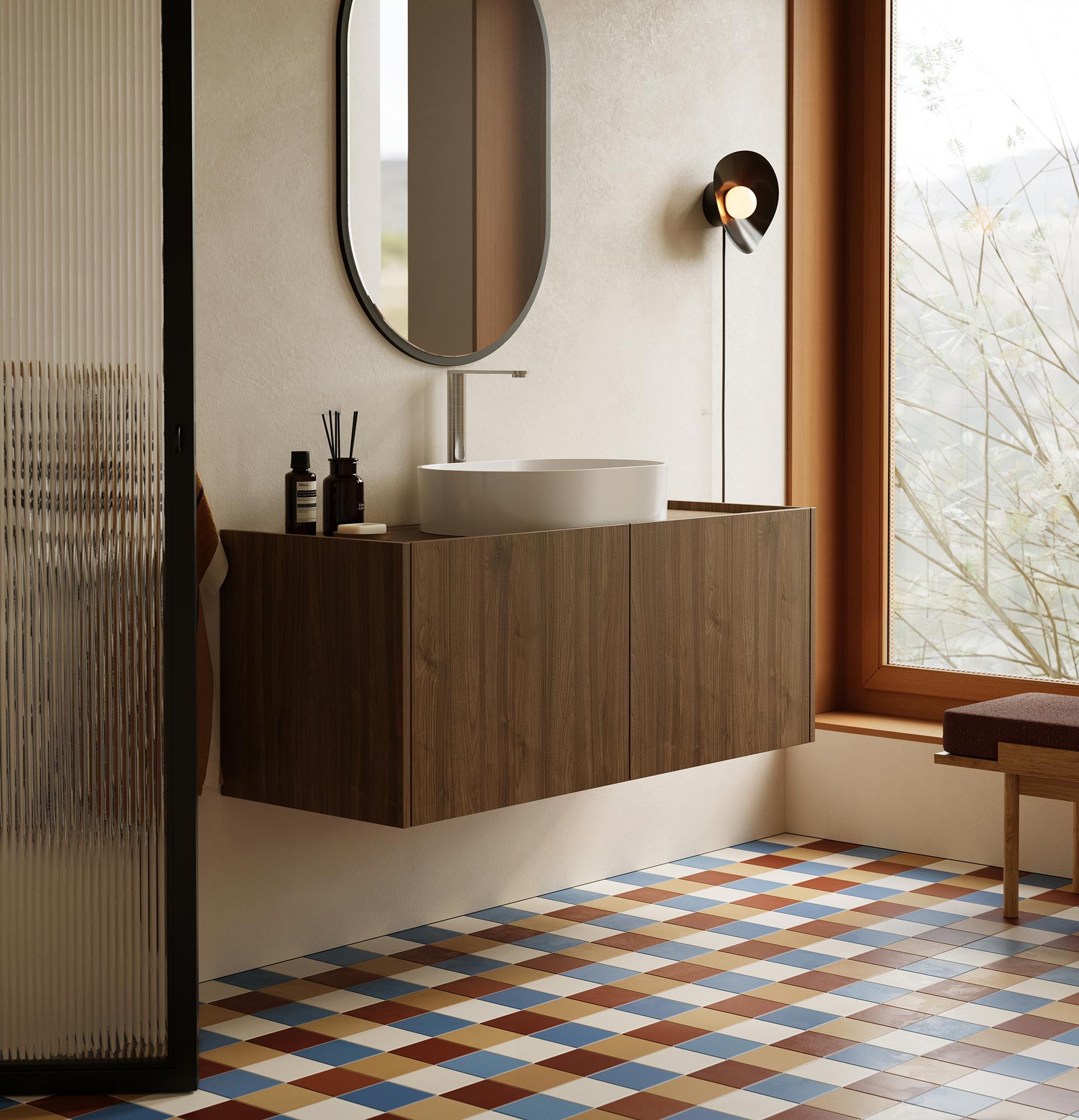 Armoire murale avec lavabo OMNIRES SKRA SKR63
Couleur : Noyer foncé
Lavabo : OVO M+ Blanc
