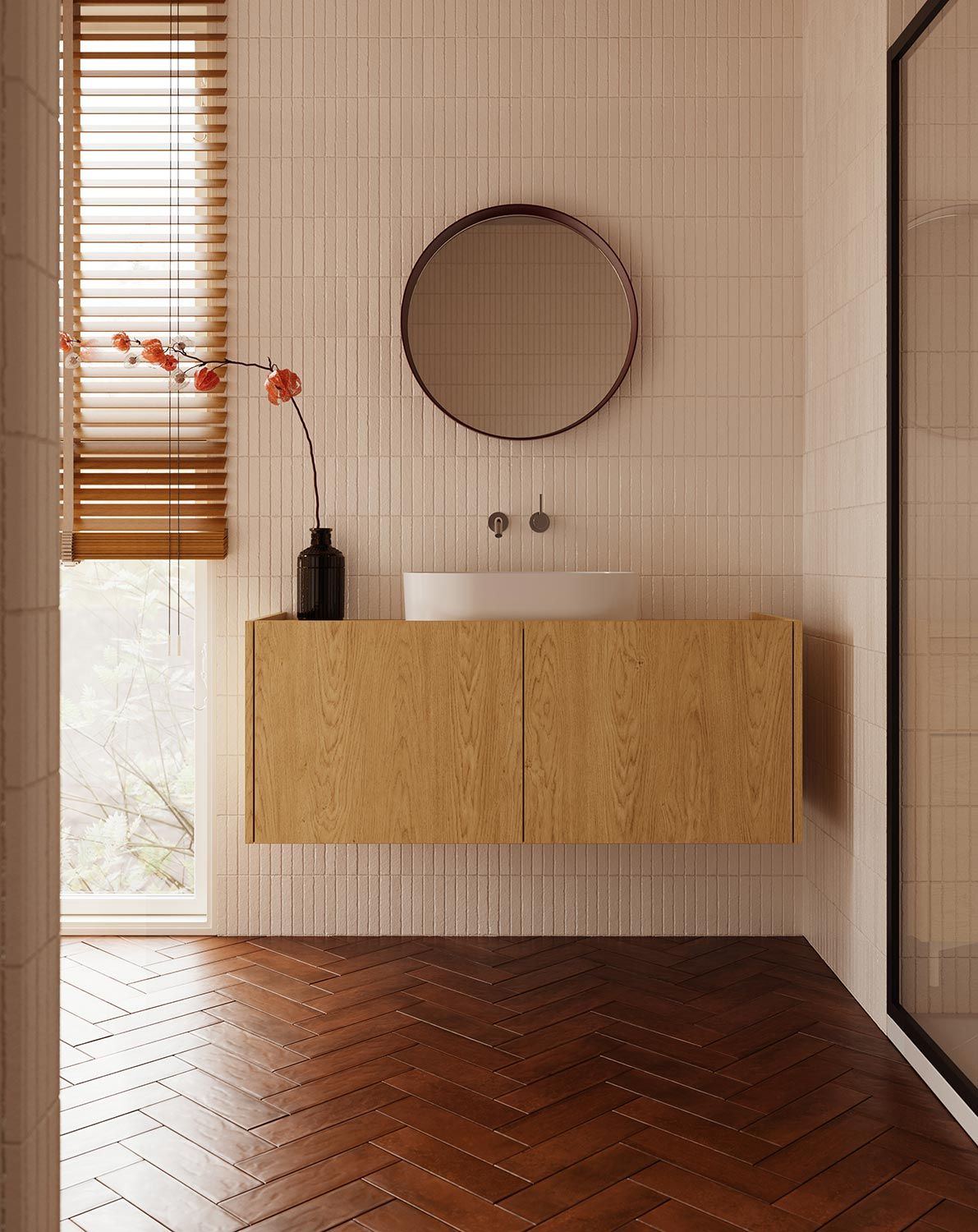 Armoire murale avec lavabo OMNIRES SKRA SKR63
Couleur : Chêne Baltique
Lavabo : OVO M+ White
