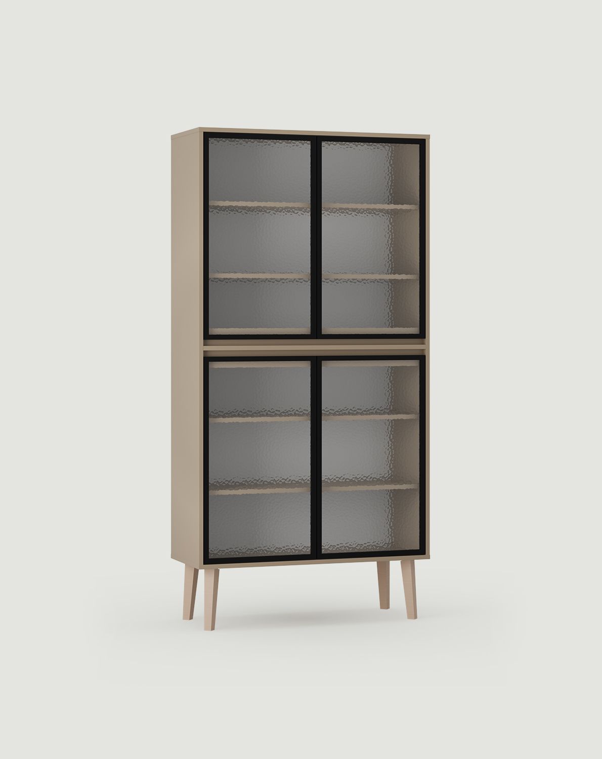 Armoire FENRIS WF2
Couleur : Cappuccino
Pied : Hêtre trapézoïdal beige
Type de verre : Verre nubes ornemental
