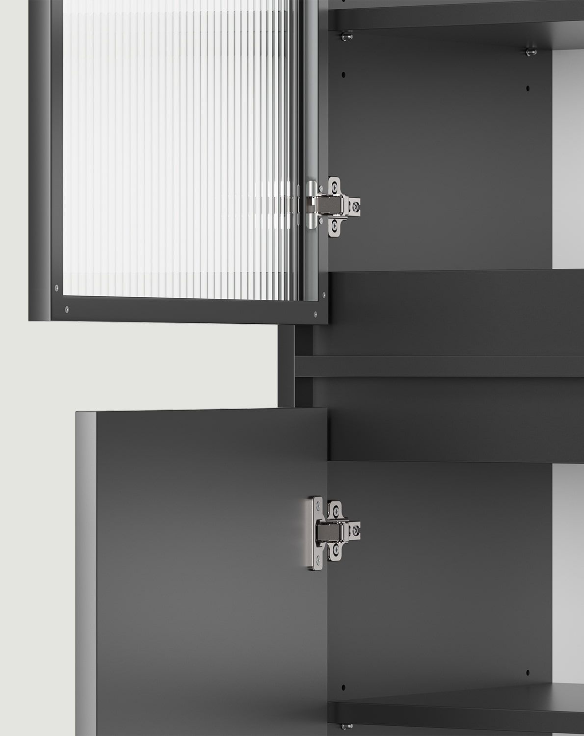 Armoire FENRIS WF1
Couleur : Onyx noir
Type de verre : verre ornemental cannelé