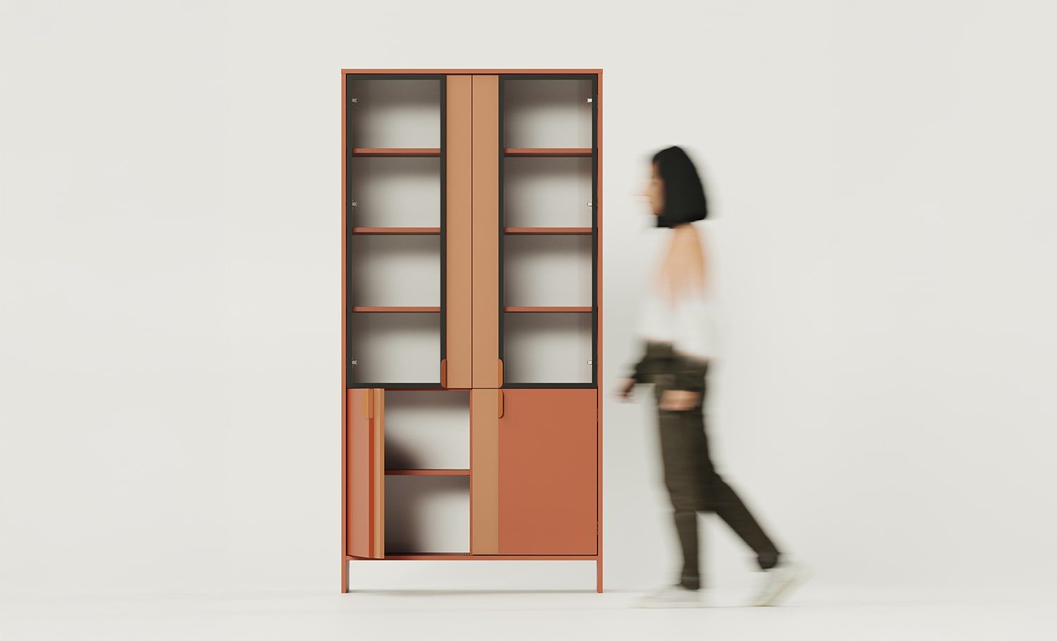Armoire LAYERS LAY47
Couleur : Terracotta ardent
Couleur de la façade de la deuxième couche : Sahara Deep
Poignée : Poignée LAYERS 110 Terracotta ardent
Type de verre : Verre lisse