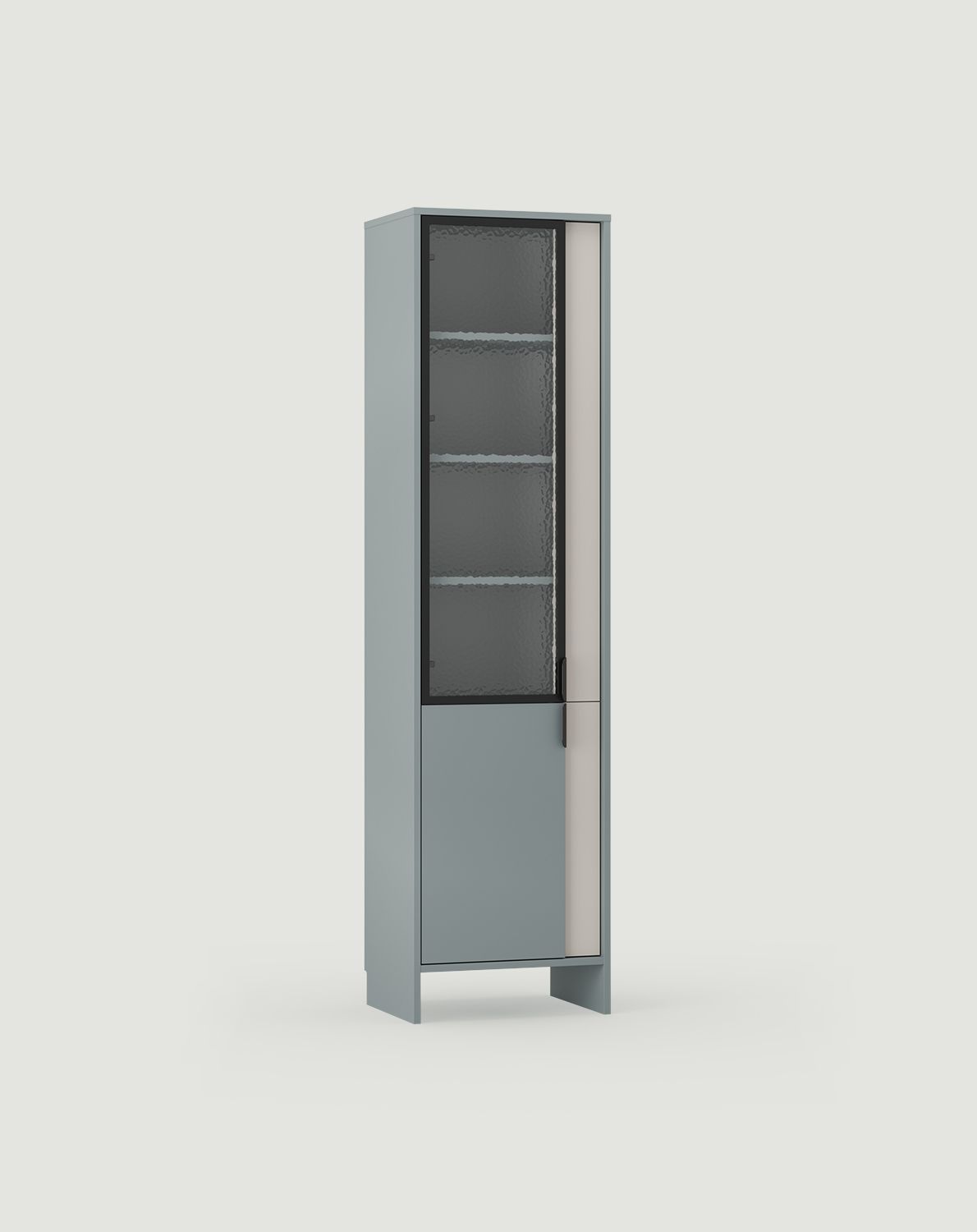 Vitrine LAYERS LAY48
Couleur : Twilight Blue
Couleur de la façade : Cachemire enveloppant
Poignée : Poignée LAYERS 110 Noir Onyx
Type de verre : verre nubes ornemental