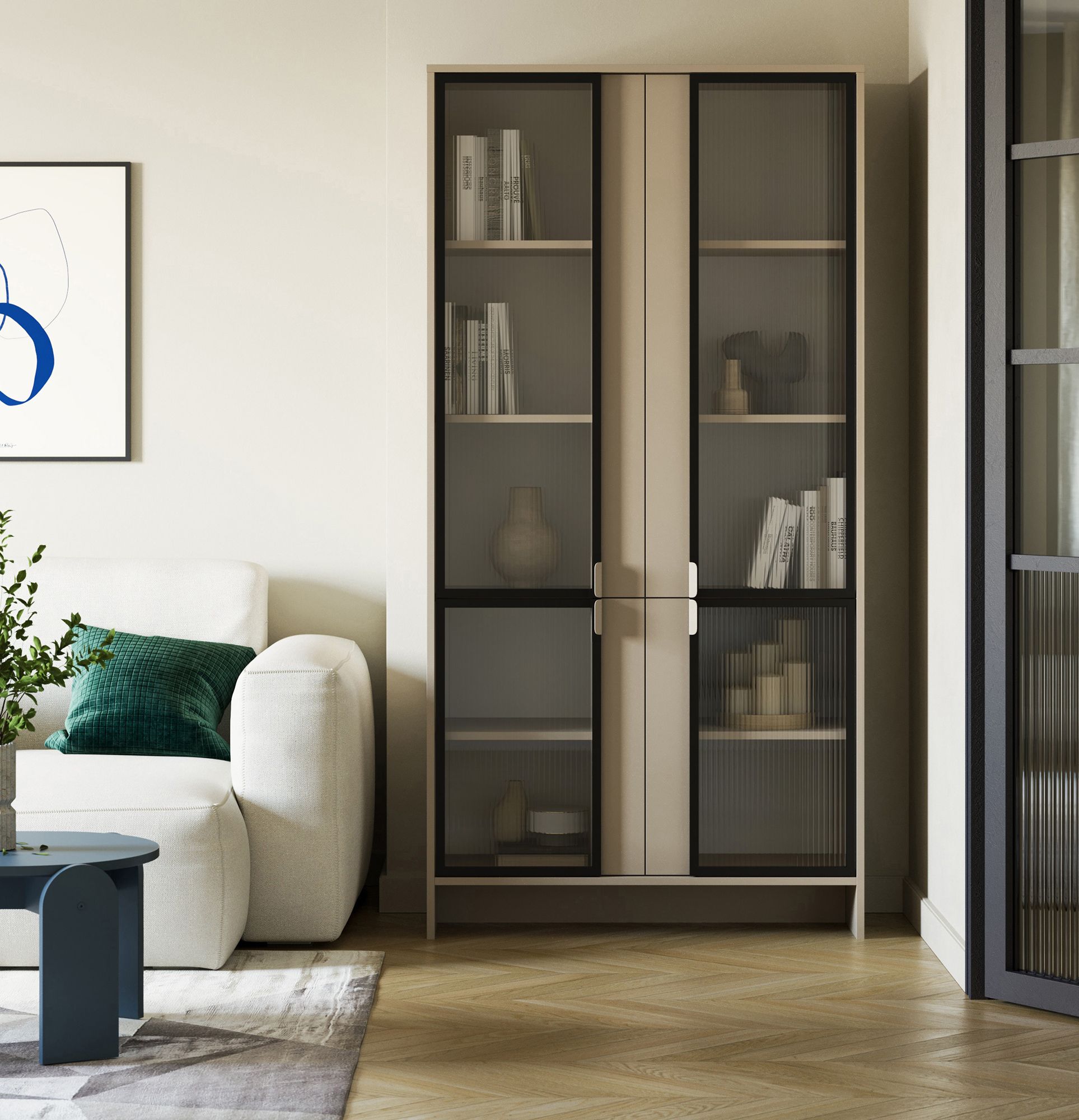 Armoire LAYERS LAY49
Couleur : Cappuccino
Couleur de la façade de la deuxième couche : Cappuccino
Poignée : LAYERS 110 Cappuccino
Type de verre : Verre ornemental cannelé