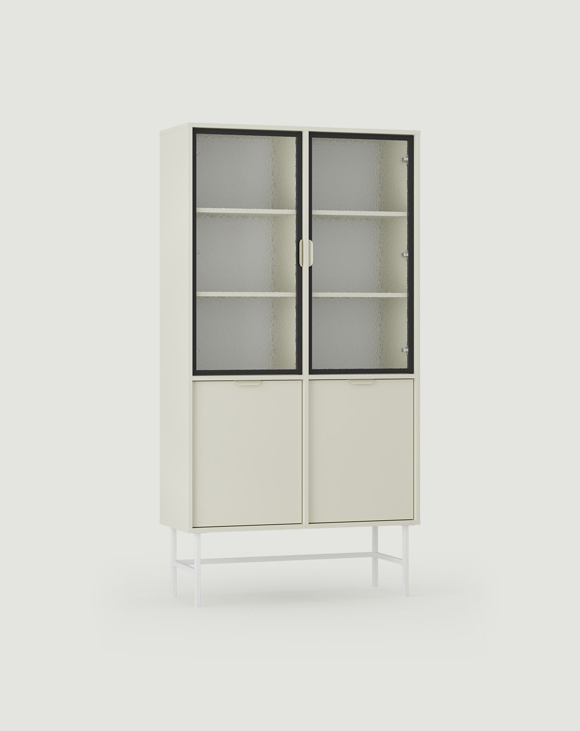 Vitrine SIGI WS3
Couleur : Voie lactée
Verre : verre ornemental Flumen
Pied : blanc
Poignée : LAYERS 110 Milky Way
                            