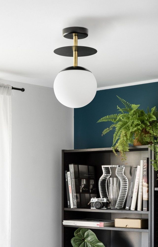 PLAAT B plafonnier noir / plafond avec laiton